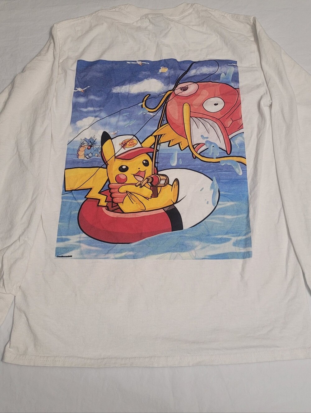 Gildan Magikarp Pro Shop Pikachu Fishing Double-Sided Longsleeve T-shirt Mens S